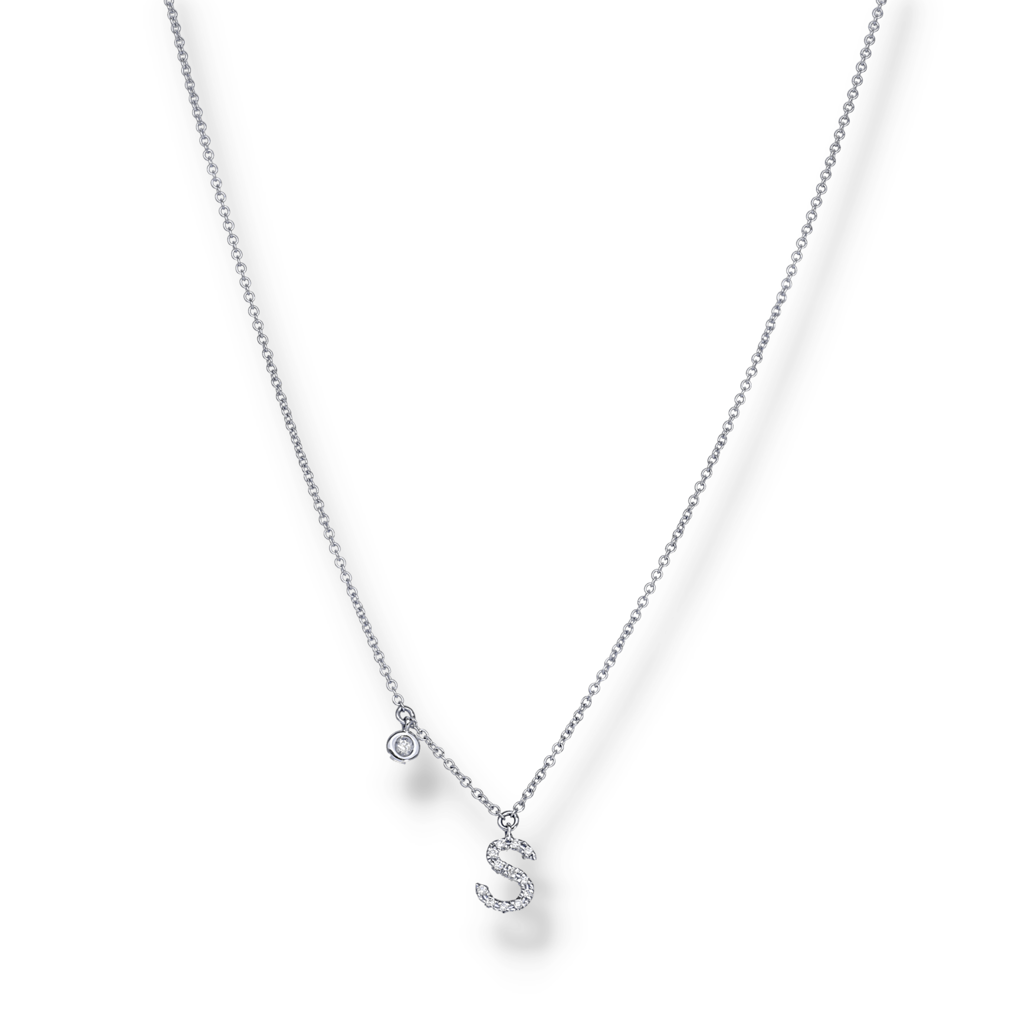 WHITE DIAMOND INITIALS NECKLACE