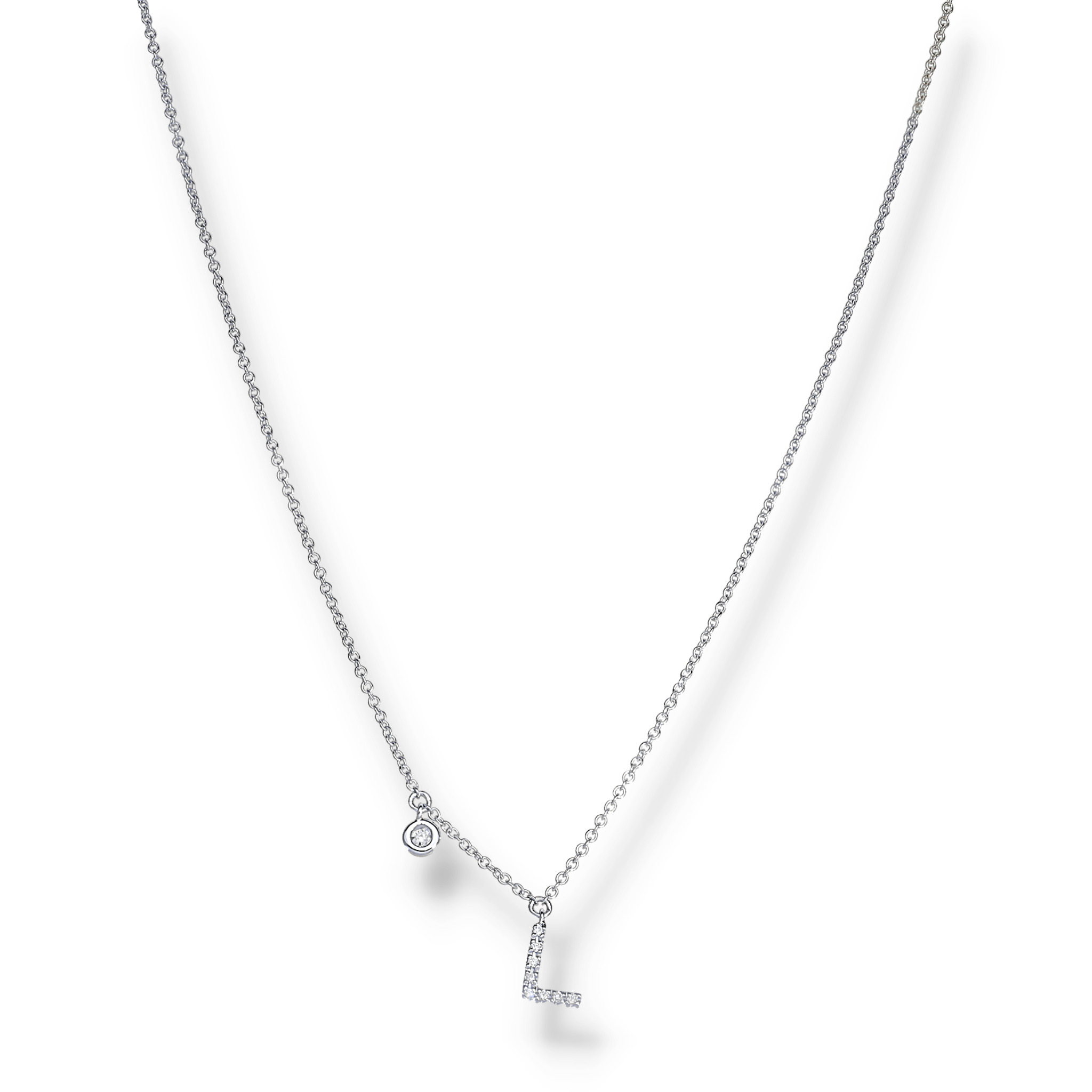 WHITE DIAMOND INITIALS NECKLACE