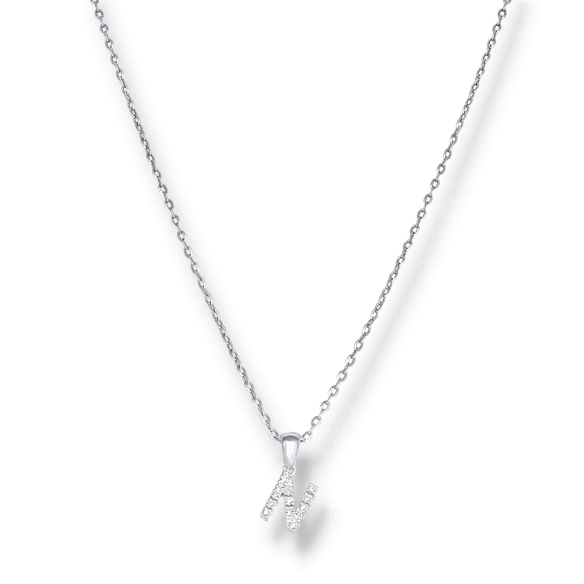 WHITE GOLD INITIAL PENDANT