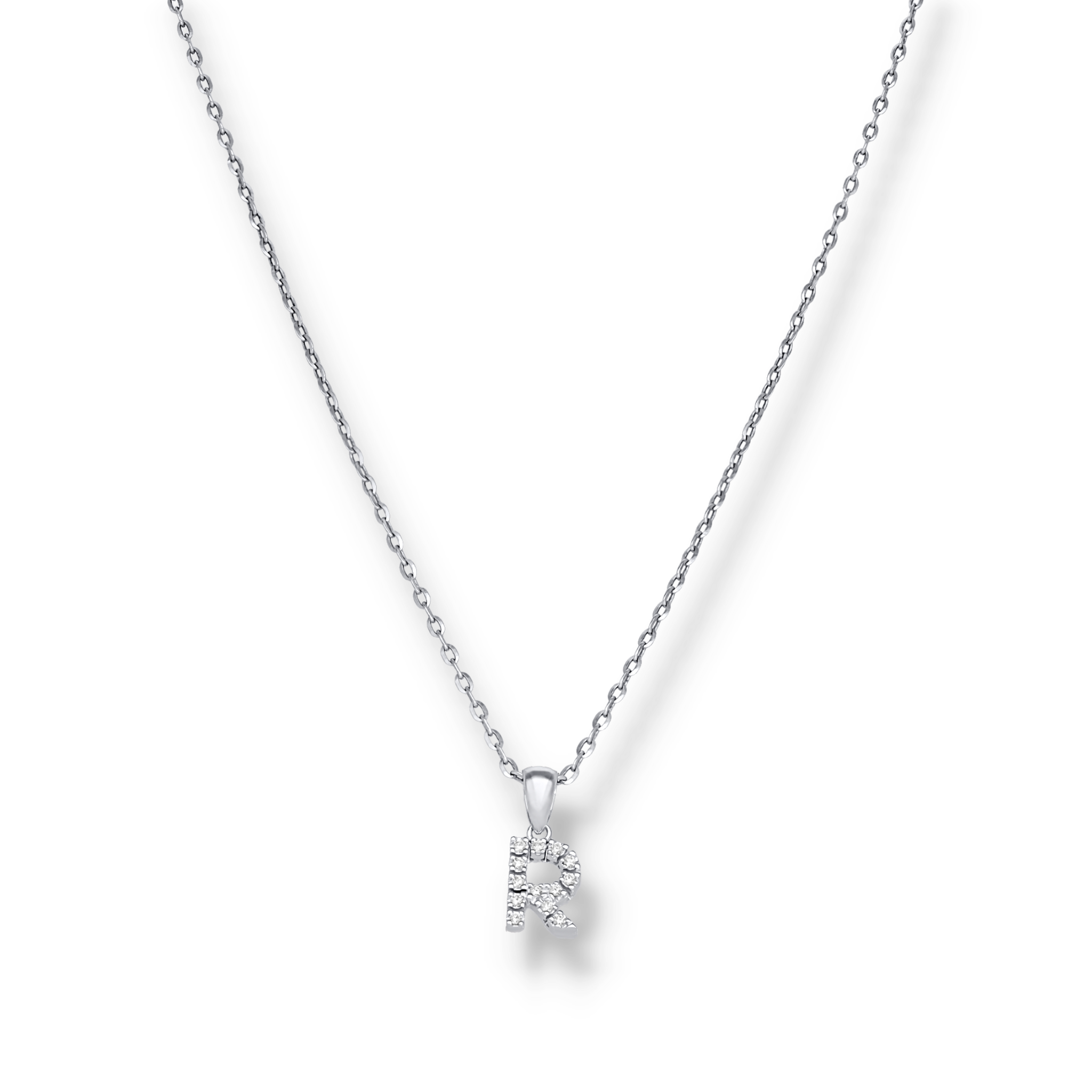 WHITE DIAMOND INITIAL PENDANT