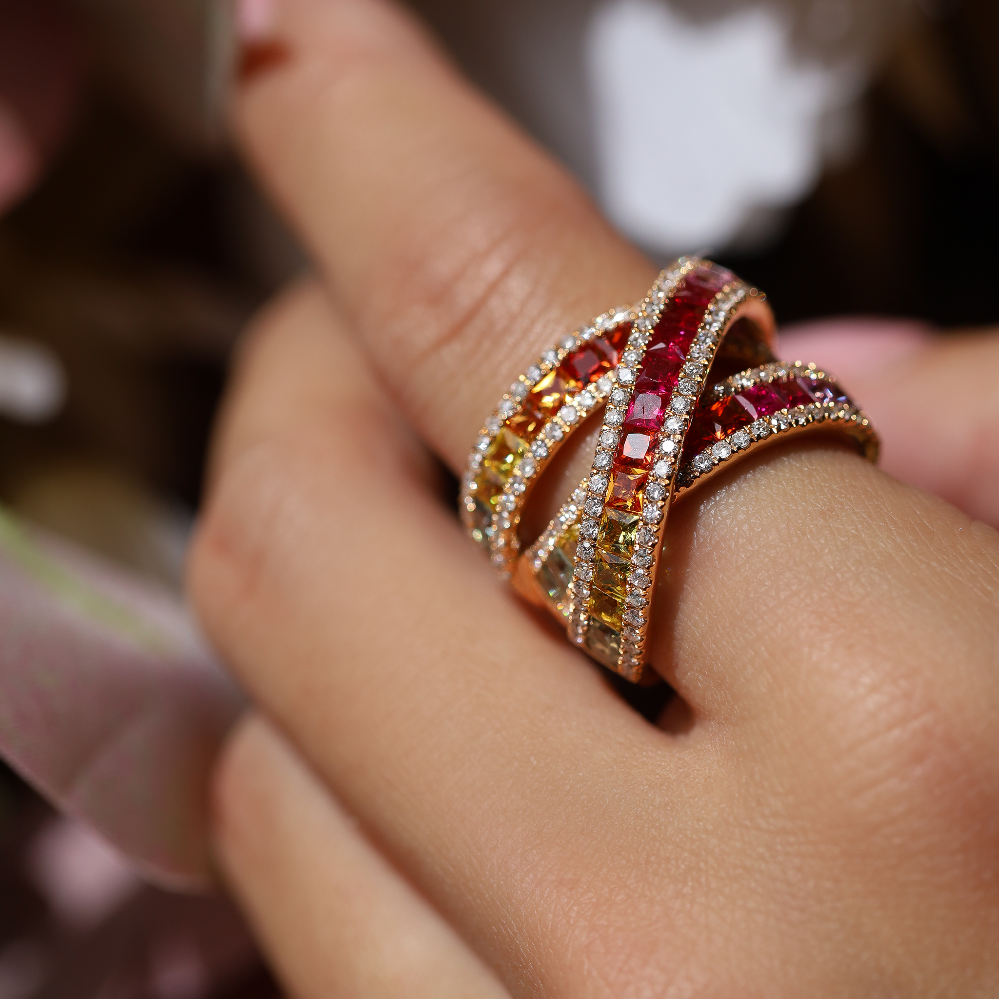 RAINBOW HALF ETERNITY RING