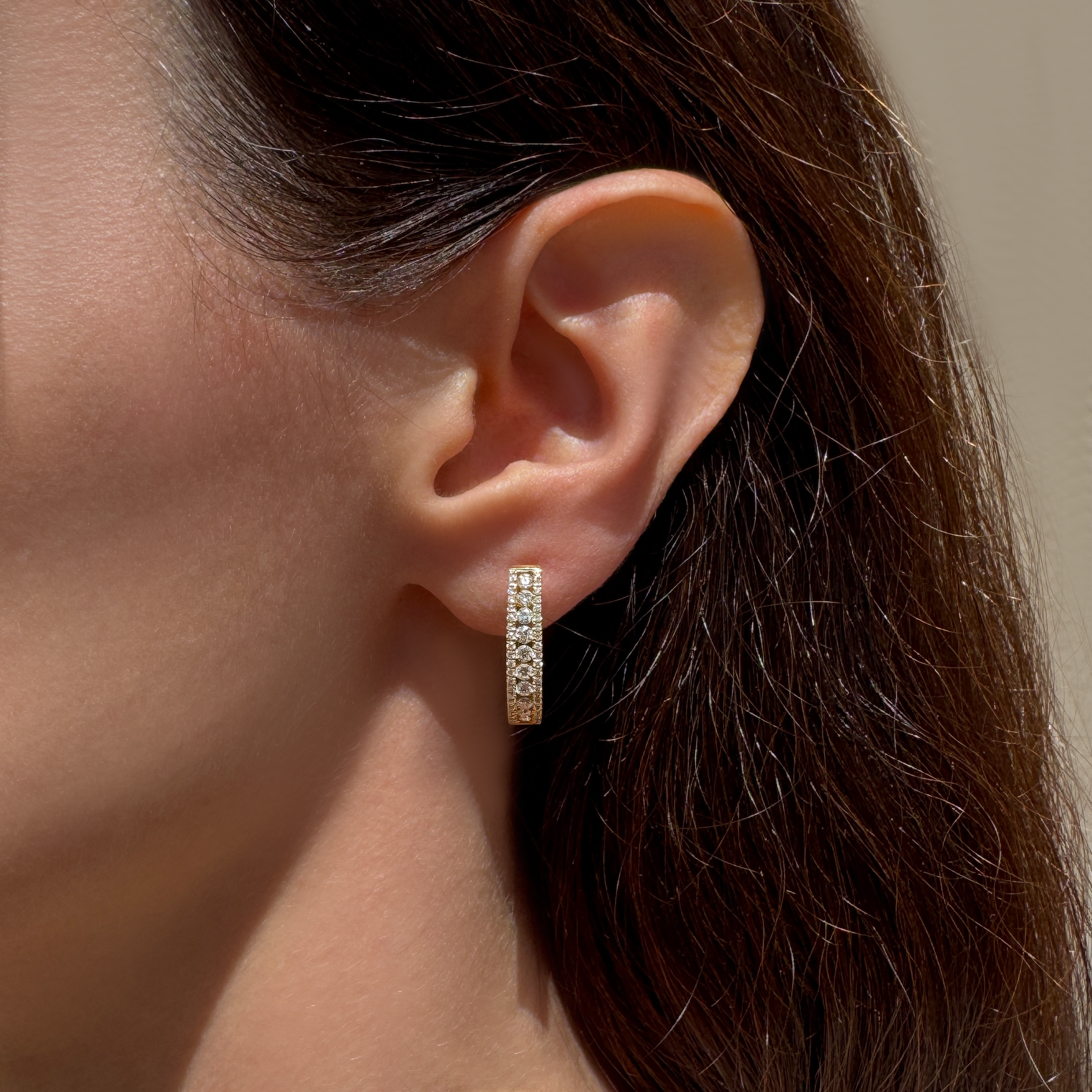 WHITE DIAMOND HOOP EARRINGS