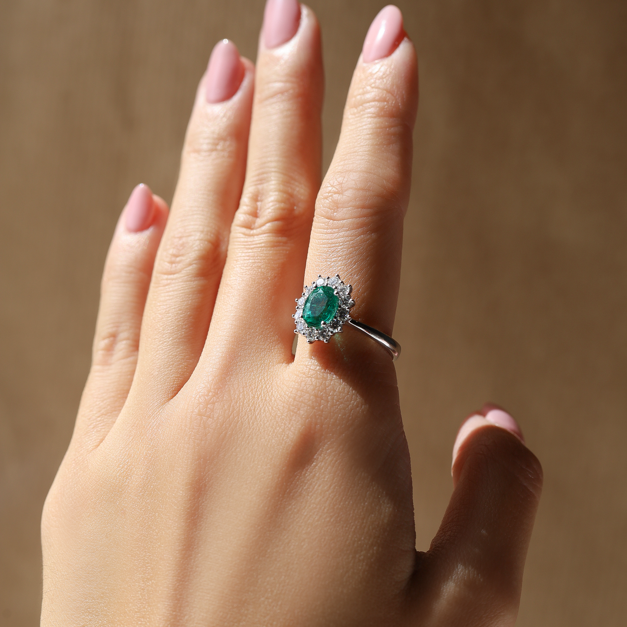 WHITE GOLD HALO RING