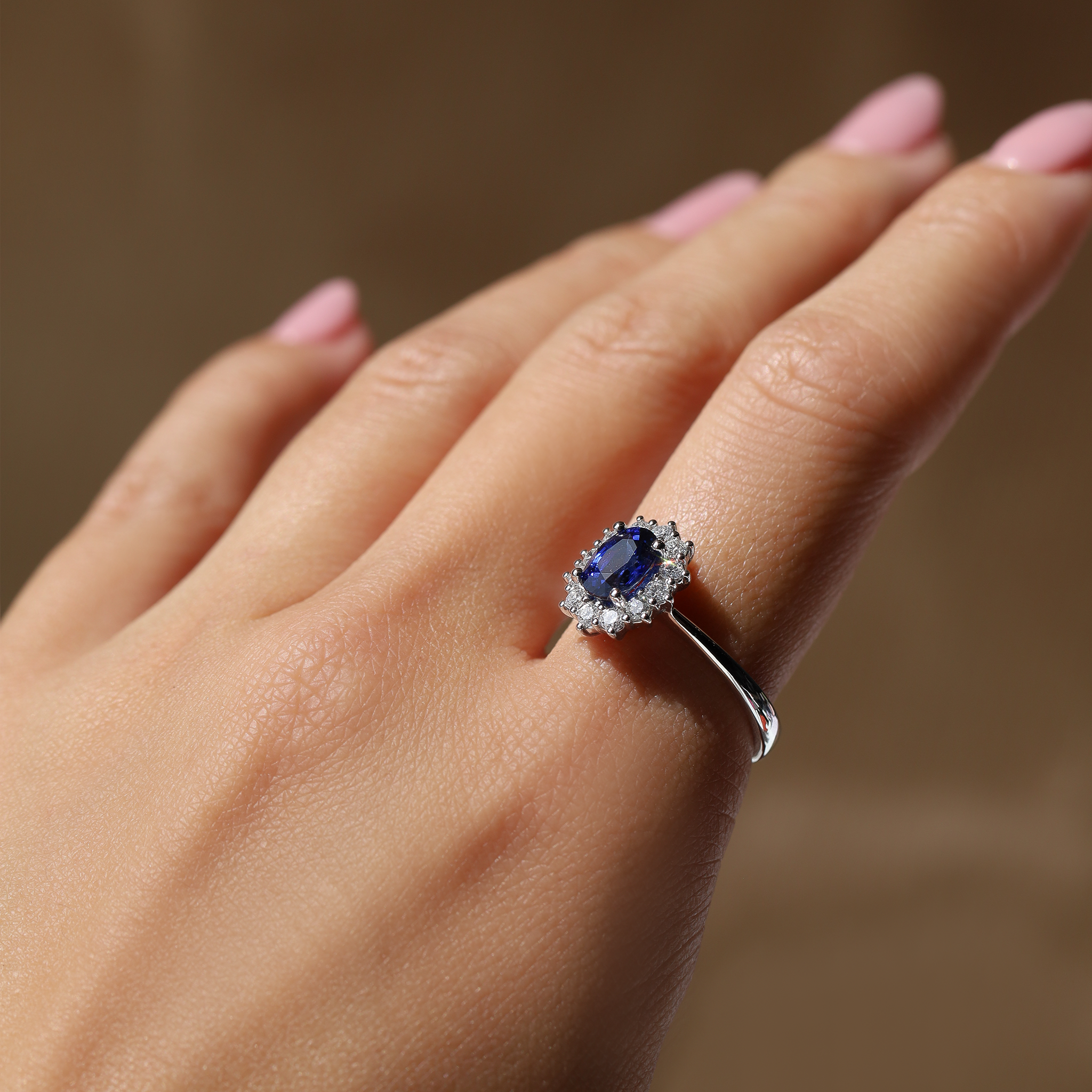 WHITE GOLD HALO RING