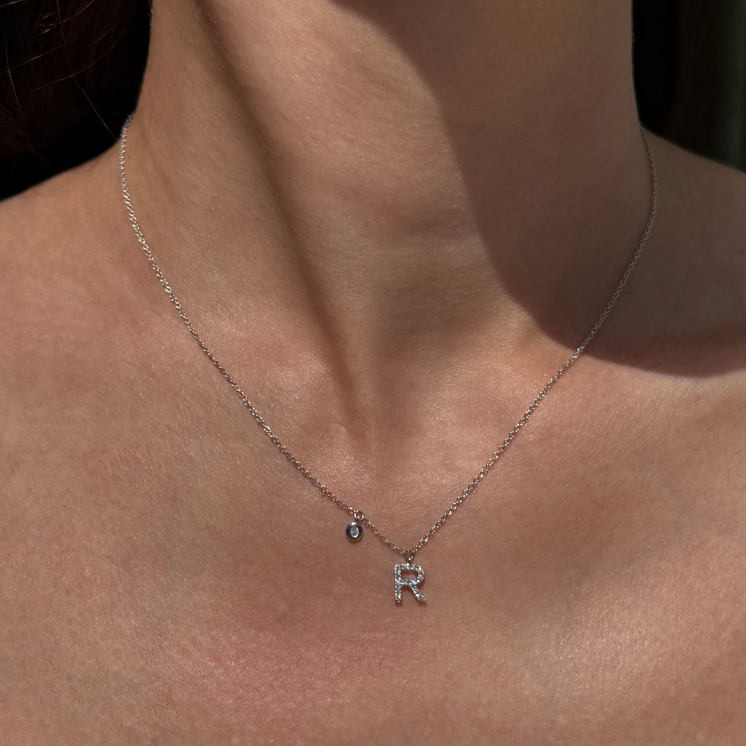 WHITE DIAMOND INITIALS NECKLACE