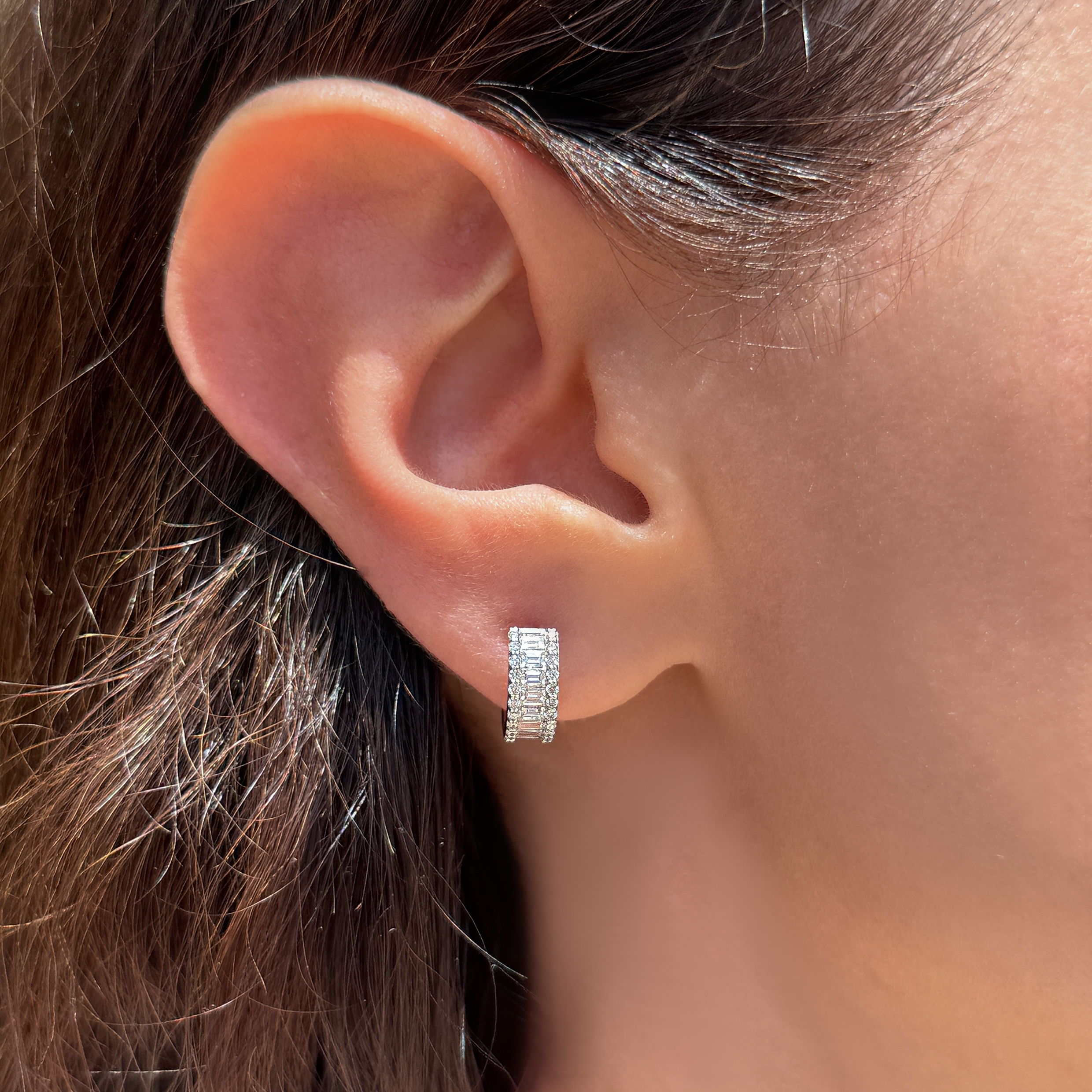 WHITE DIAMOND HOOP EARRINGS