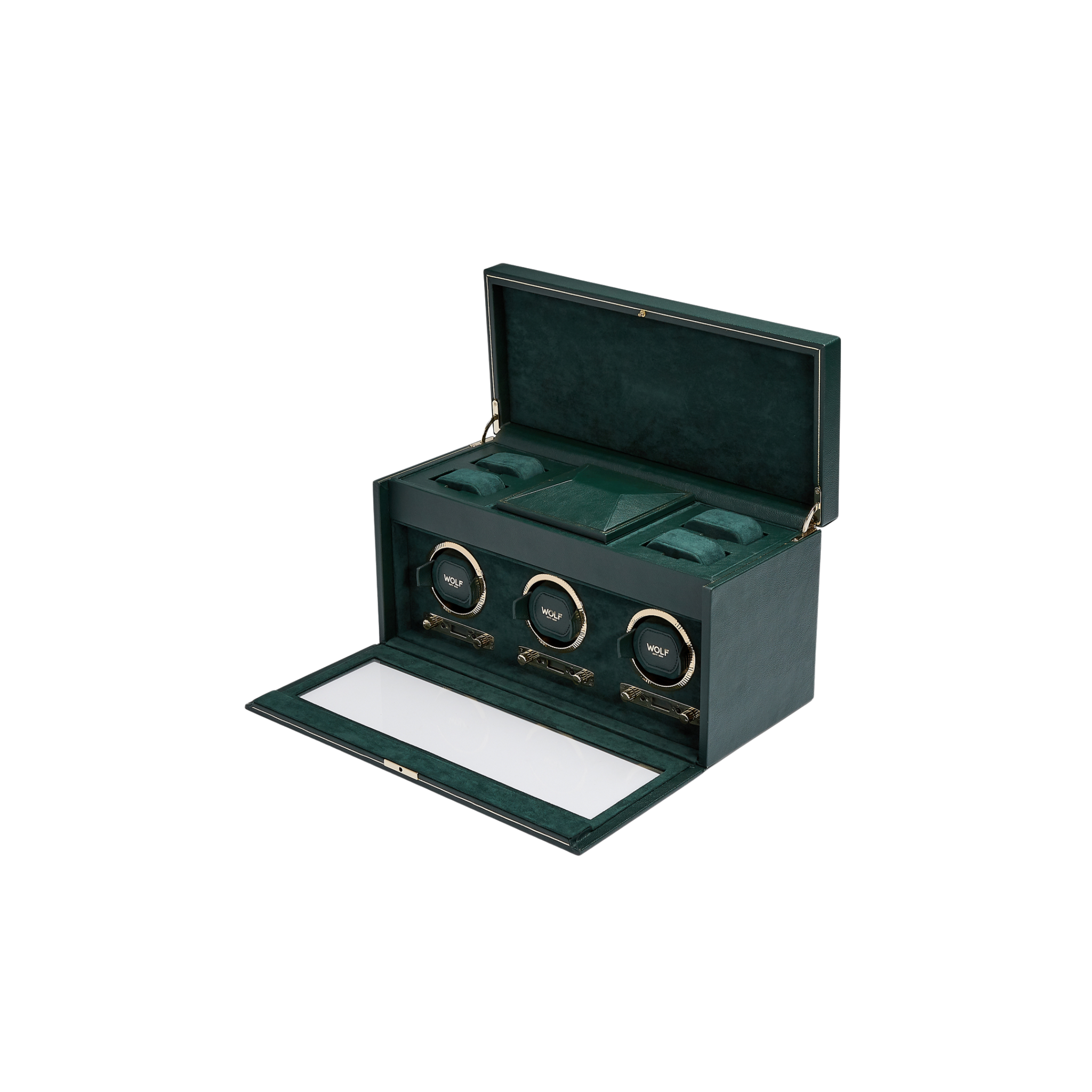 BRITISH RACING TRIPLE WATCH WINDER WITH STORAGE