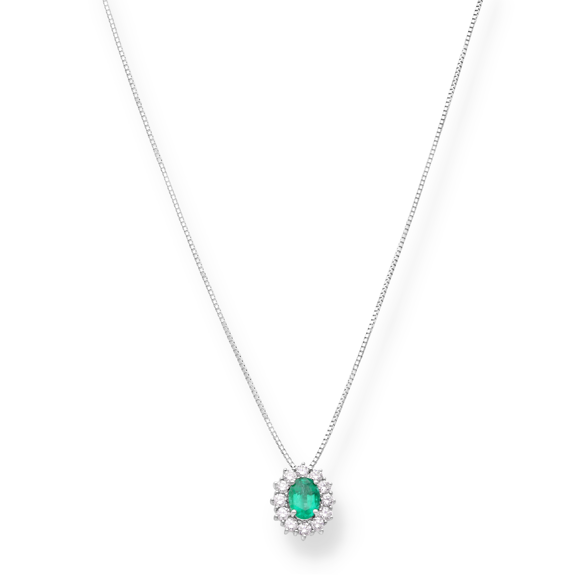 WHITE GOLD HALO NECKLACE