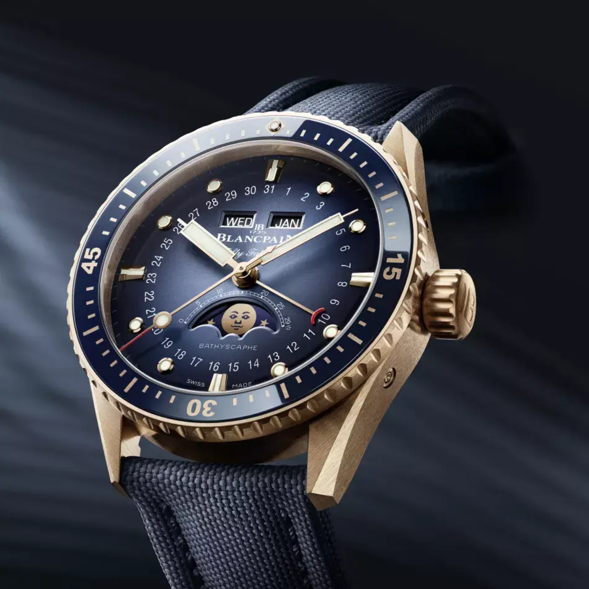 FIFTY FATHOMS BATHYSCAPHE QUANTIÈME COMPLET PHASES DE LUNE