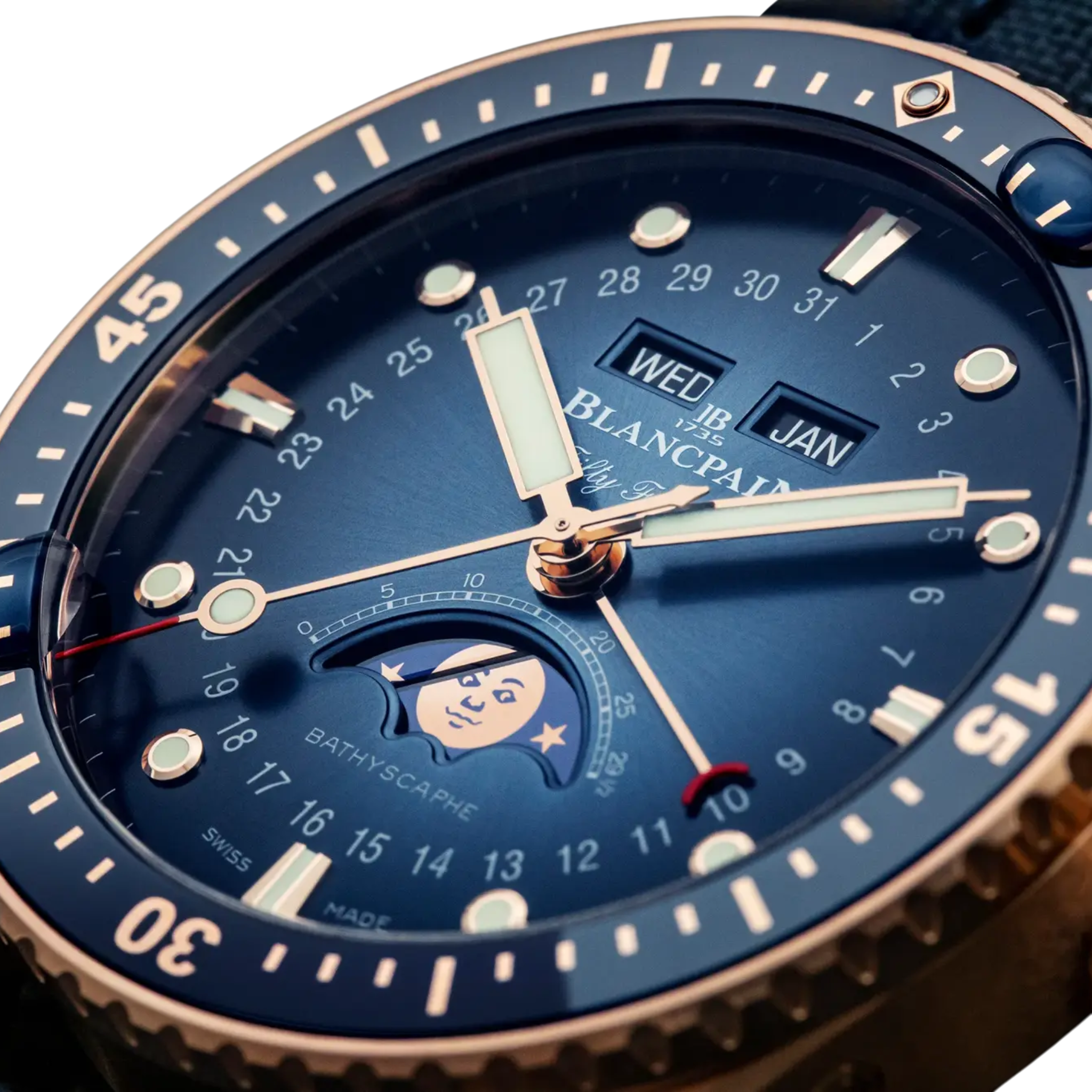 FIFTY FATHOMS BATHYSCAPHE QUANTIÈME COMPLET PHASES DE LUNE