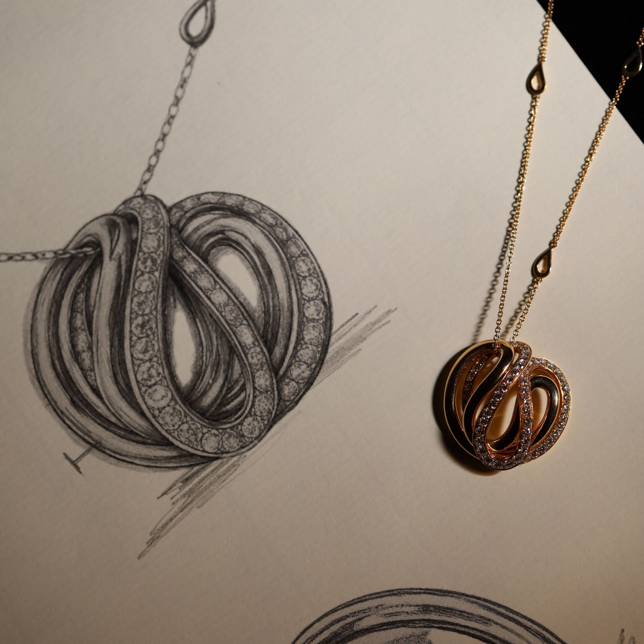 CLUSTER ROSE GOLD NECKLACE