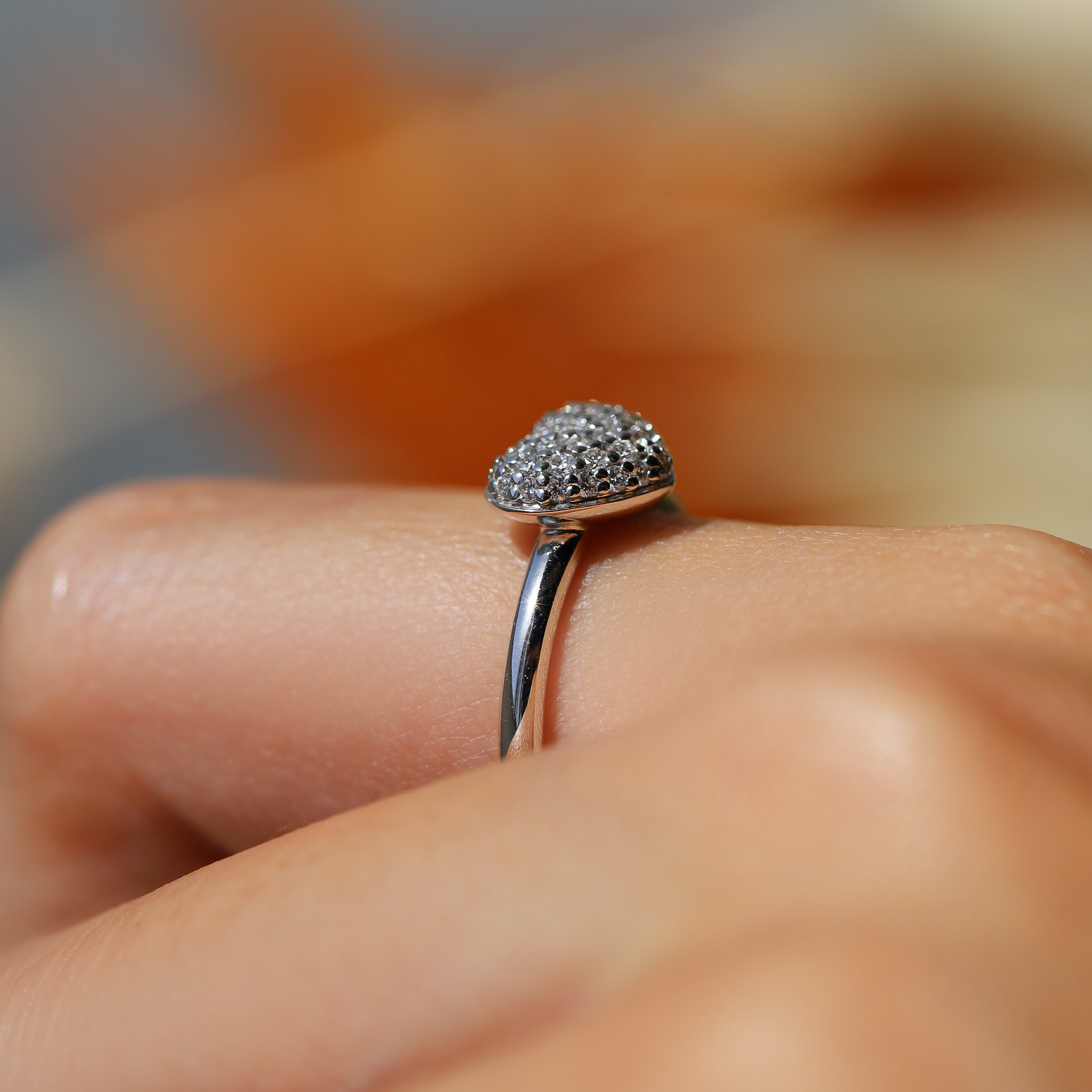 WHITE DIAMOND HEART RING