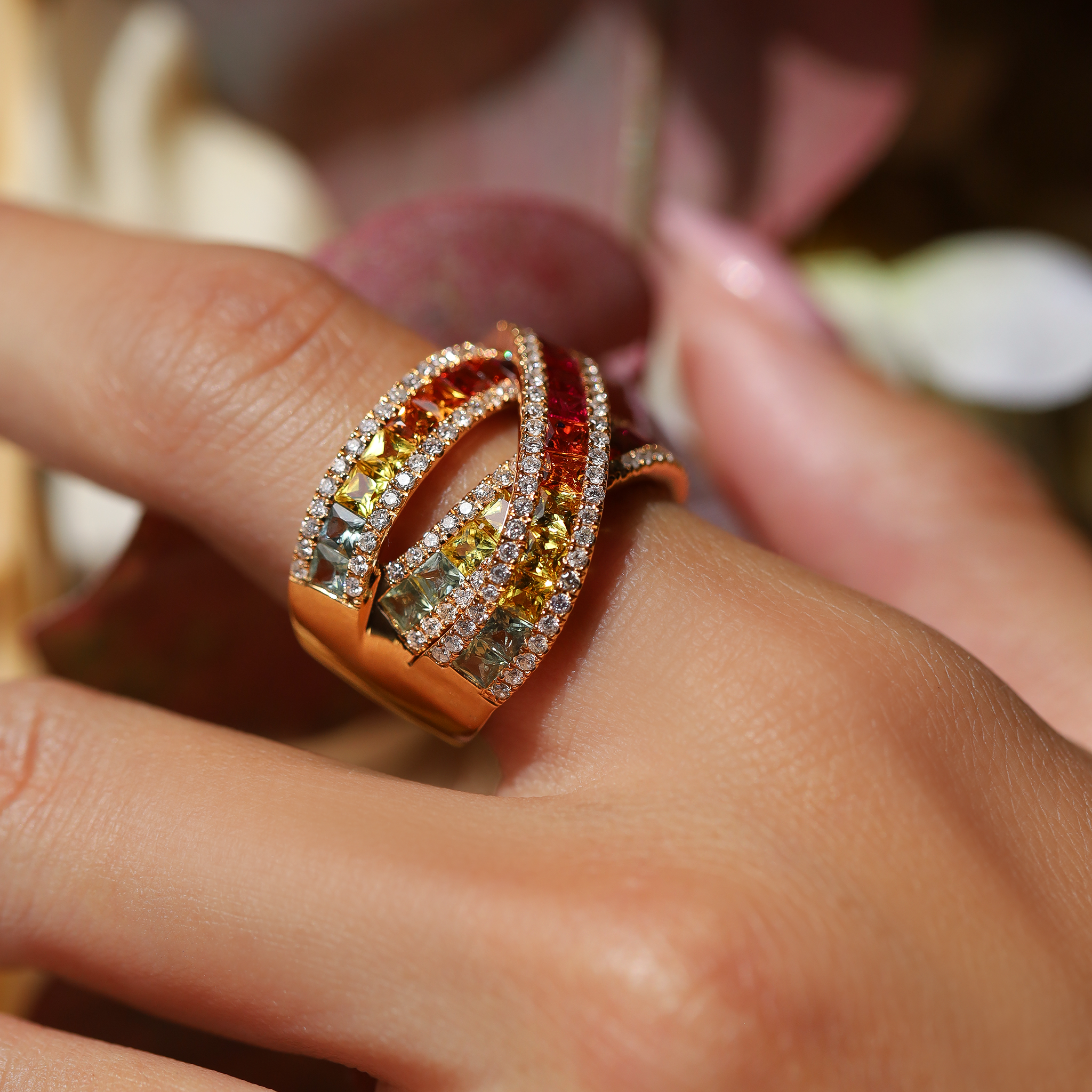 RAINBOW HALF ETERNITY RING