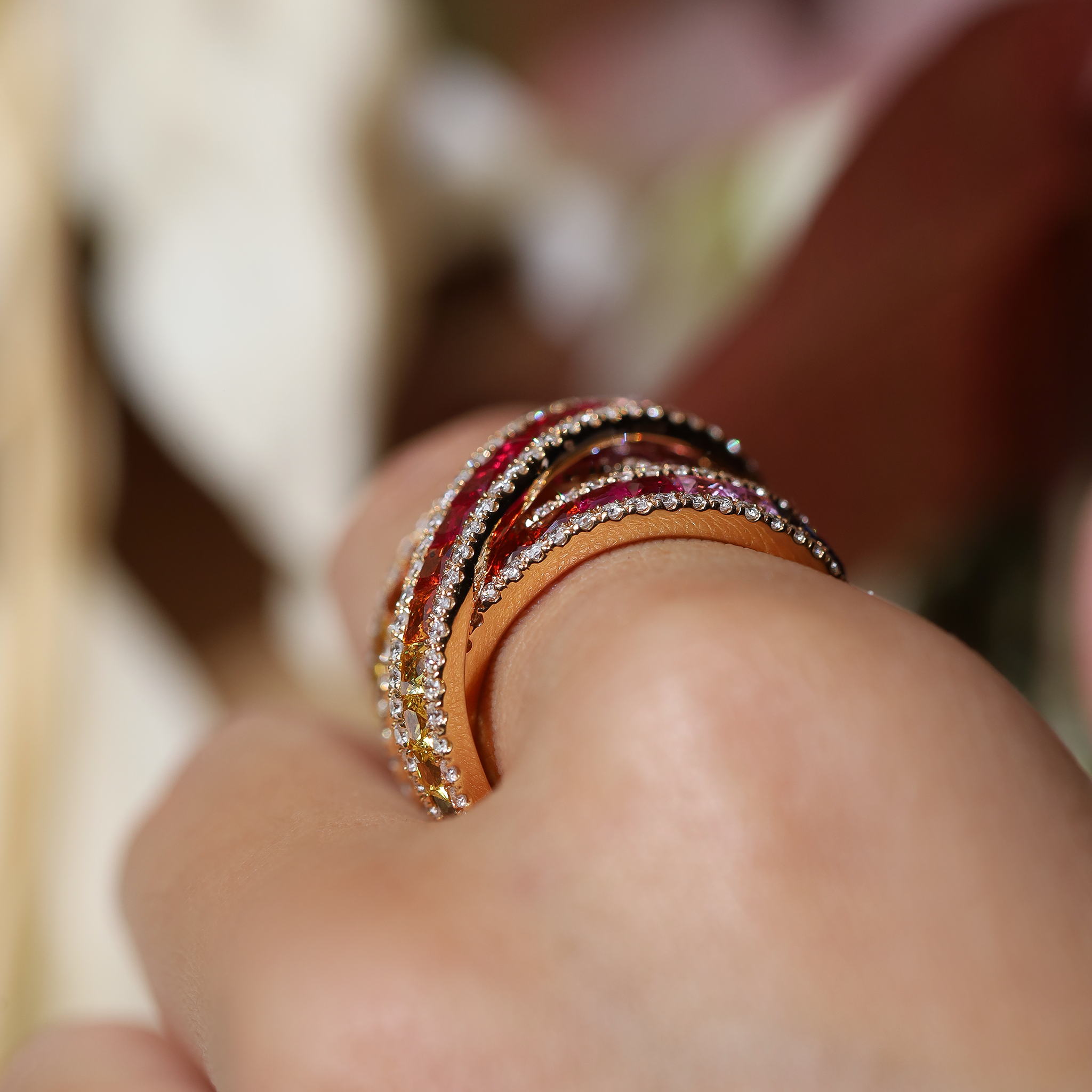 RAINBOW HALF ETERNITY RING