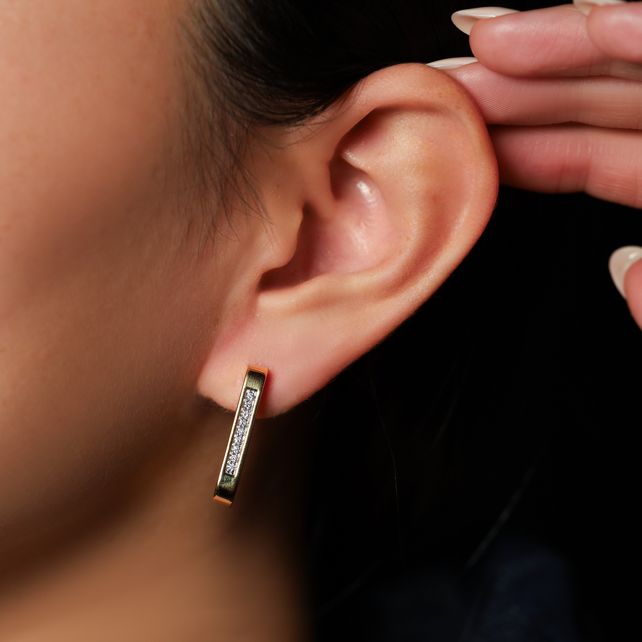 WHITE DIAMOND HOOP EARRINGS